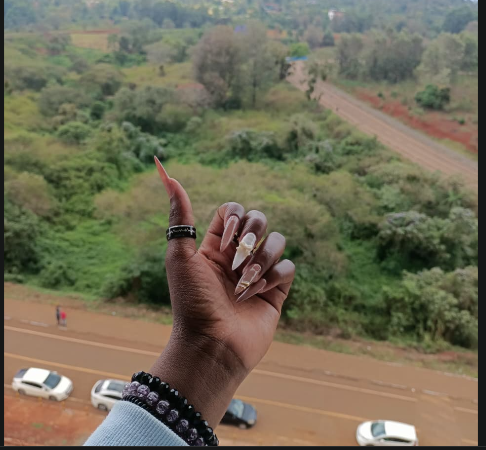 Long chrome stiletto nail set