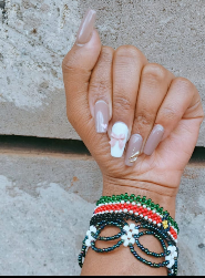 Liquid chrome and sculpted 3D nail art